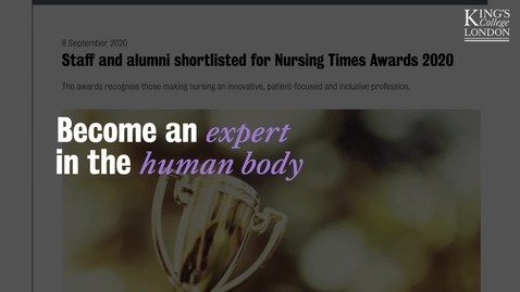 Thumbnail for entry Spotlight on Adult Nursing at King's College London