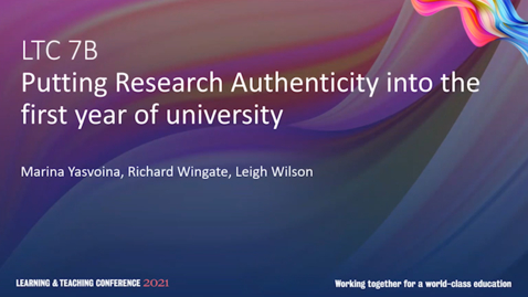 Thumbnail for Putting Research Authenticity into the First Year of University