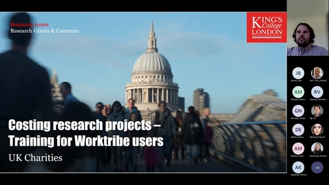 Thumbnail for entry Worktribe Costing research projects (UK Charities) – Training for Worktribe users