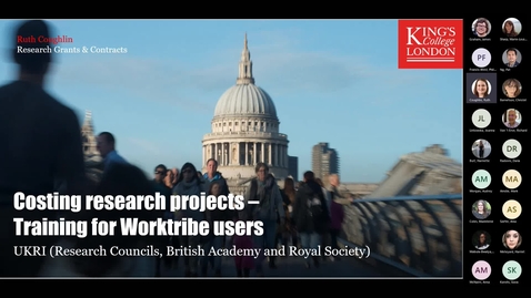 Thumbnail for entry Worktribe Costing research projects (UKRI, British Academy &amp; The Royal Society) – Training for Worktribe users