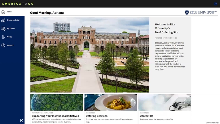 America To Go Ordering Site Demo