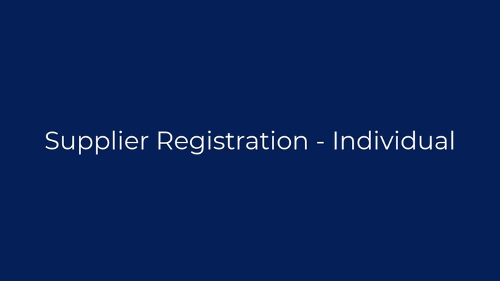 Supplier Registration - Individual