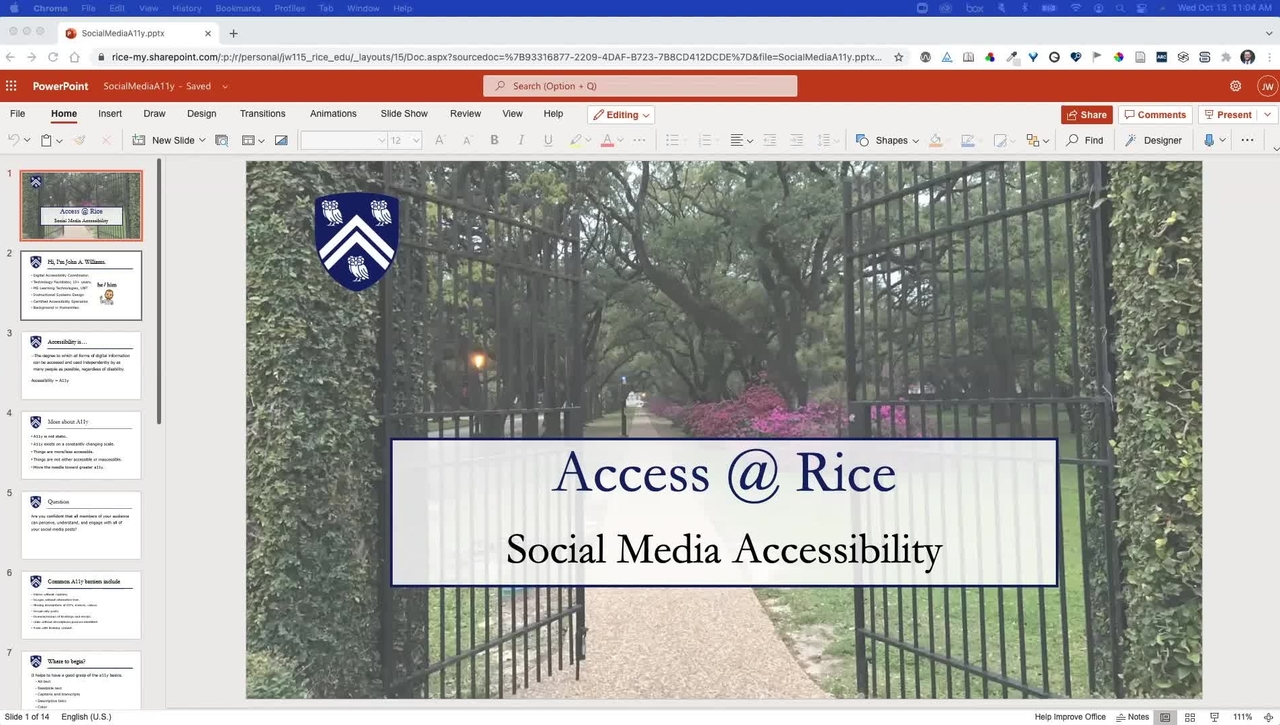 Rice Social Media Accessibility Tips