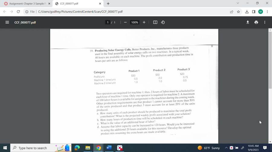 Chapter 3 - Problem 19 - Formulation
