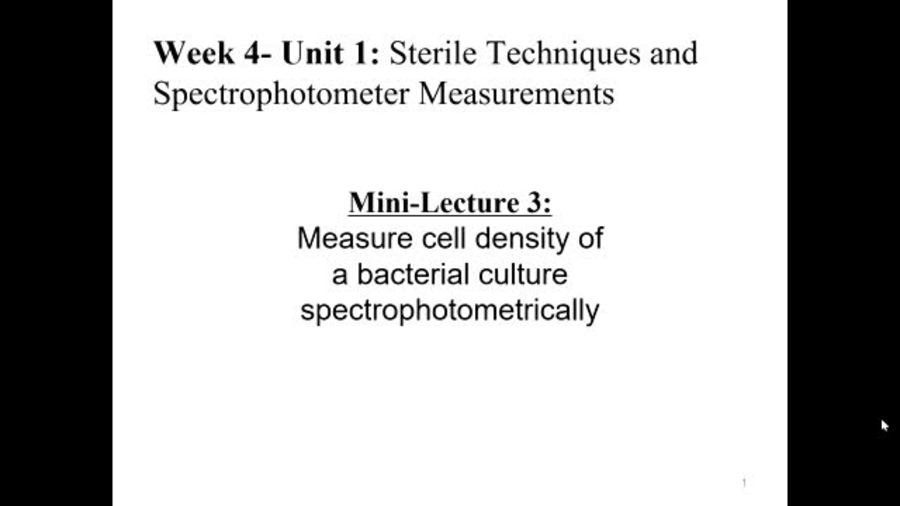 Week 4 Unit 1 MiniLecture 3_Measuring bacterial cell density with a