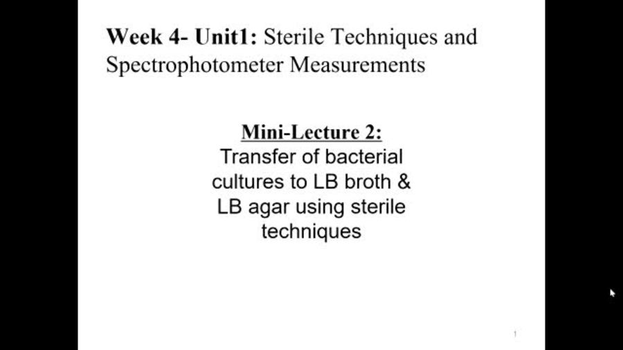 Week 4 Unit 1 MiniLecture 2_Transfer of bacterial cultures/LB broth