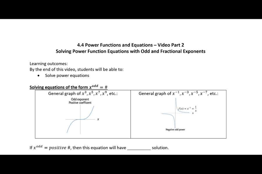 4.4 Part 2 Video - Solving Power Function Equations Odd and Fraction ...