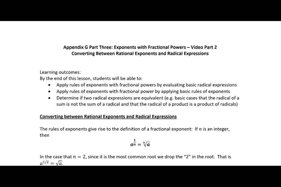 Appendix G Rational Exponents Part 2 Video - Converting Between ...