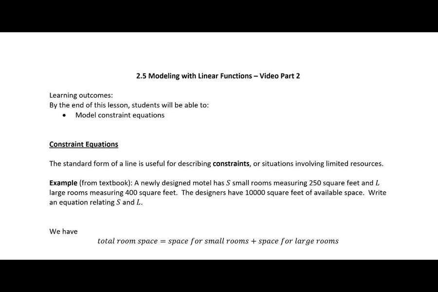 2.5 Part 2 Video - Linear Constraint Equations