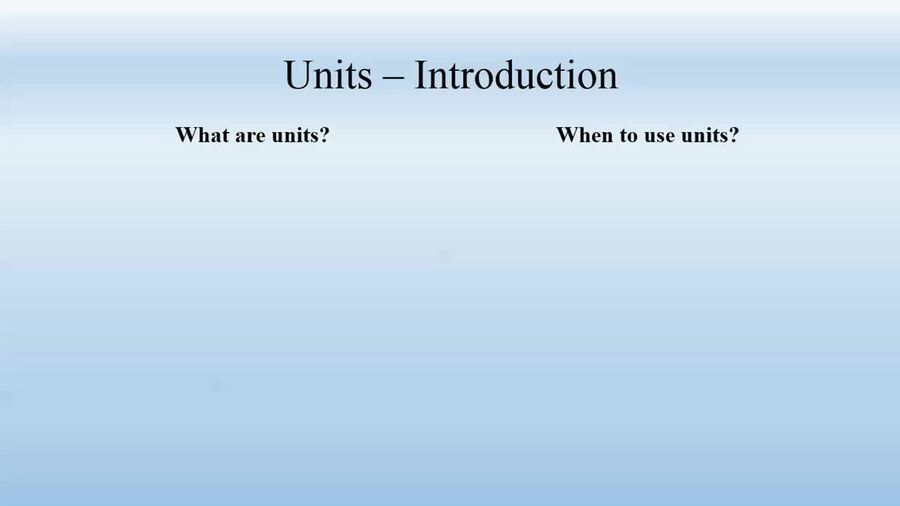 Units - Introduction