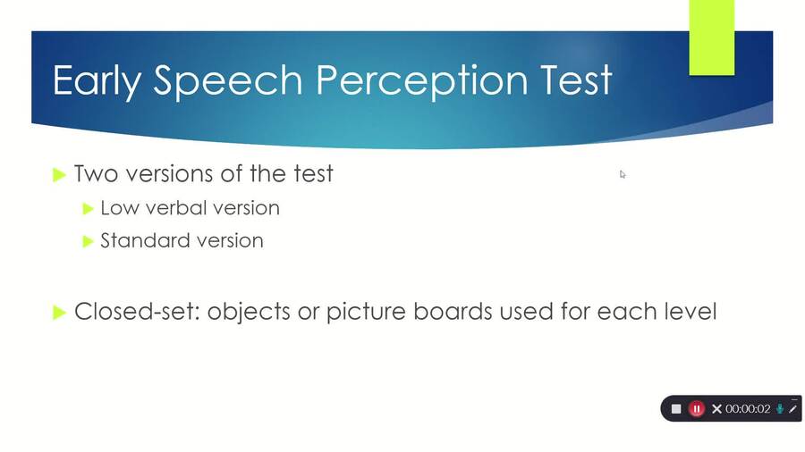 Speech Perception Tests