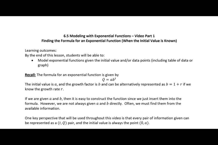 6 5 part 1 video exponential formulas when initial value is known
