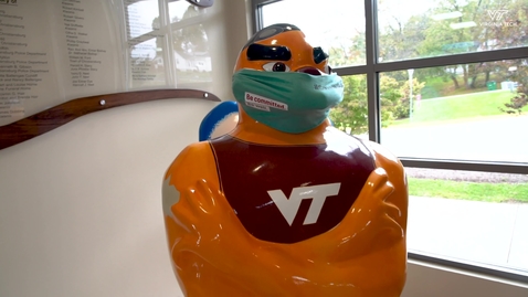 Thumbnail for entry HokieBird gets mask as part of community commitment