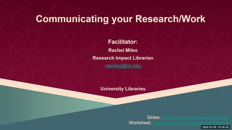 Thumbnail for Communicating your Work/Research: Talking to the Public