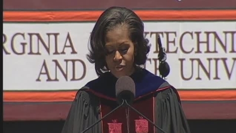 Thumbnail for First Lady Michelle Obama speaks at the 2012 Virginia Tech Spring Graduate Commencement ceremony