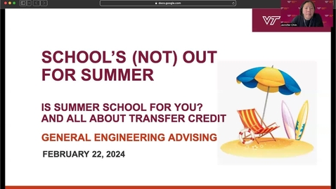 Thumbnail for entry General Engineering Summer Classes and Transfer Credit Info Session - Spring 2024