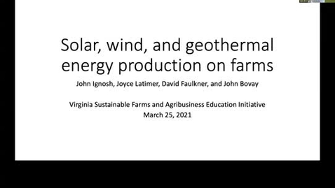 Thumbnail for entry Wind, solar, and geothermal energy production on farms