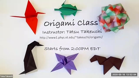 Thumbnail for Origami Class 06 (May 16, 2020)
