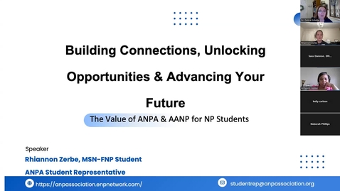 Thumbnail for Unlocking Opportunities, Building Connections, and Shaping Your Future: The Value of ANPA &amp; AANP Membership for NP Students, Rhiannon Zerbe MSN-FNP student member