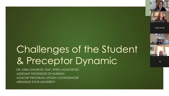 Challenges of the Student & Preceptor Dynamic, Dr. Damron