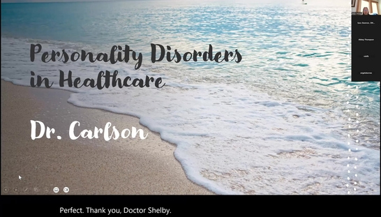 Personality Disorders in Healthcare, Dr Carlson