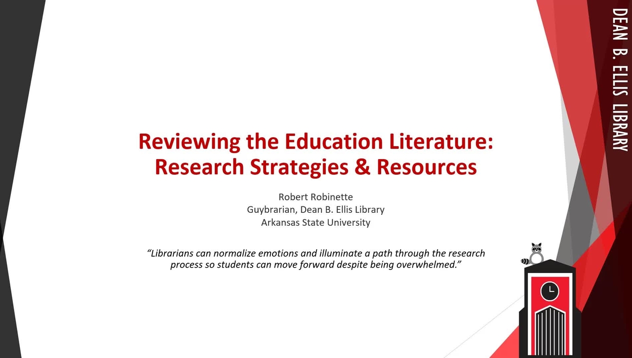 Reviewing the Education Literature: Research Strategies &amp; Resources