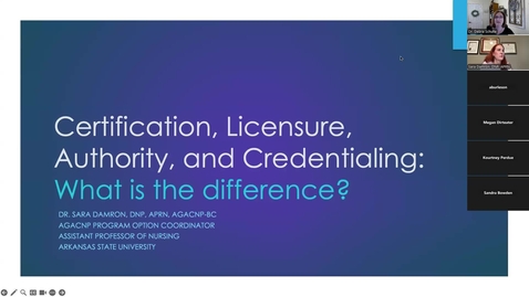 Thumbnail for Certification, Licensure, Authority, and Credentialing: What is the Difference? Dr Sara Damron