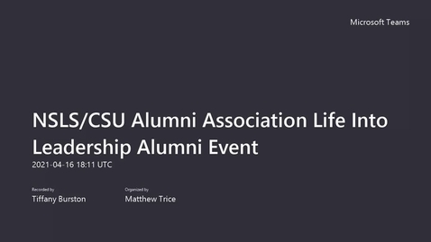 Thumbnail for entry Life Into Leadership Alumni Event