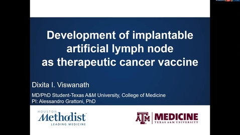 Thumbnail for Houston Methodist Cancer Symposium - 8th Annual 08.07.20 (Dixita Viswanath, MD/PhD Student)
