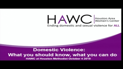 Thumbnail for entry Domestic Violence Presentation with Celinda Guerra (Houston Area Women's Center) 10.04.19