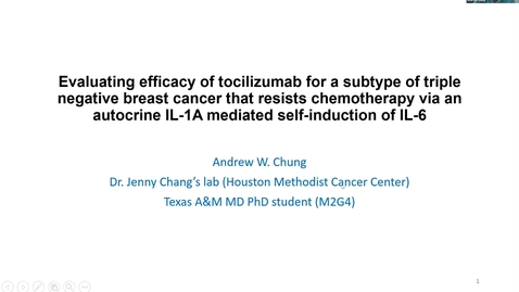 Thumbnail for entry Houston Methodist Cancer Symposium - 8th Annual 08.07.20 (Andrew Chung, MD/PhD Candidate)