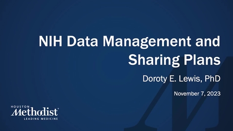 Thumbnail for entry 01.23.24 How to Develop a Data Sharing Plan