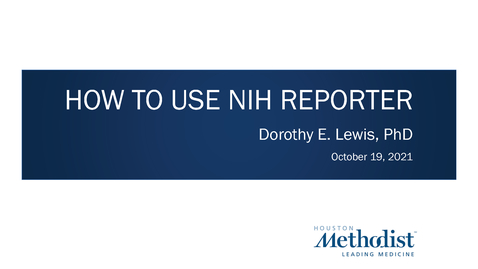 Thumbnail for entry How to use NIH Reporter 10.19.21