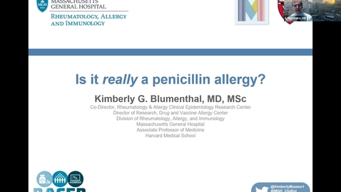 Thumbnail for entry Medicine Grand Rounds with Kimberly G. Blumenthal, MD, MSc, &quot;Is it really a penicillin allergy?&quot;