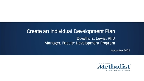 Thumbnail for entry 9.13.2022 Individual Development Plan