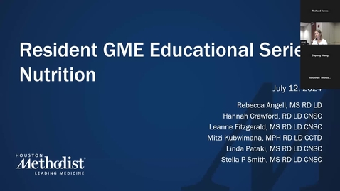 Thumbnail for Education Series 27: 07.12.2024 - Medical Nutrition