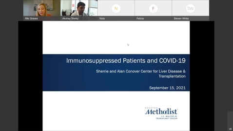 Thumbnail for entry Liver Center CE WebEx Series Immunosuppressed Patients and COVID-19 - Sept. 15, 2021