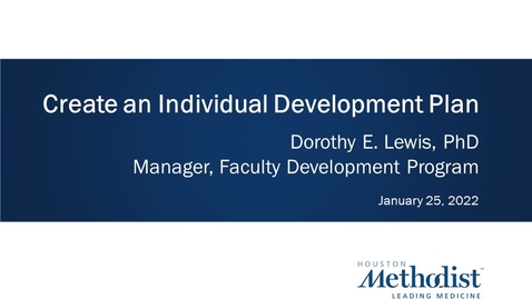 Thumbnail for entry Individual Development Plan 01.25.22