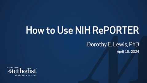 Thumbnail for How to Use NIH RePORTER-04.16.24 