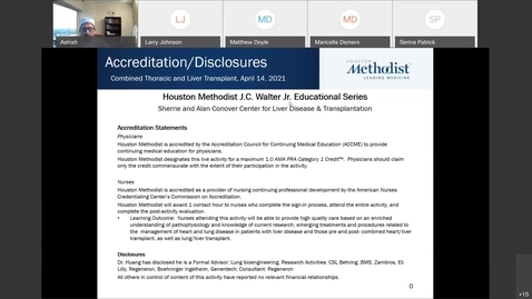 Thumbnail for entry Liver Center WebEx CE Series Combined Thoracic and Liver Transplant - 04.14.21