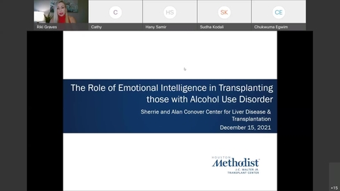 Thumbnail for entry Liver Center CE WebEx Series The Role of Emotional Intelligence in Transplanting those with Alcohol Use Disorder