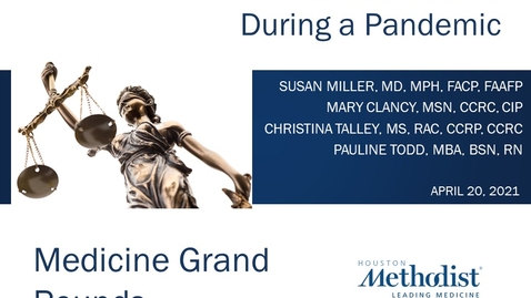 Thumbnail for entry Research Ethics During a Pandemic with Dr. Susan Miller and research panel - 04.20.21