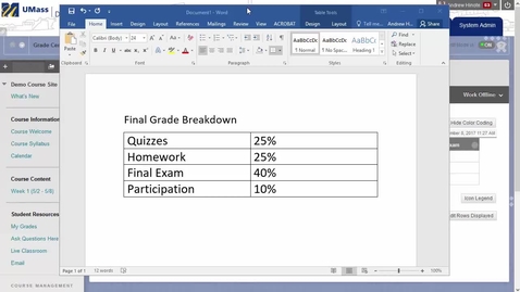 Thumbnail for Creating a Weighted Final Grade in the Grade Center