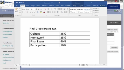 Thumbnail for entry Creating a Weighted Final Grade in the Grade Center