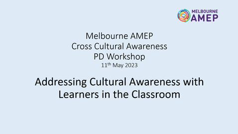 Thumbnail for entry Cultural Awareness for EAL learners in the classroom