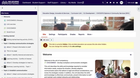 Thumbnail for Setting Moodle Site Visibility