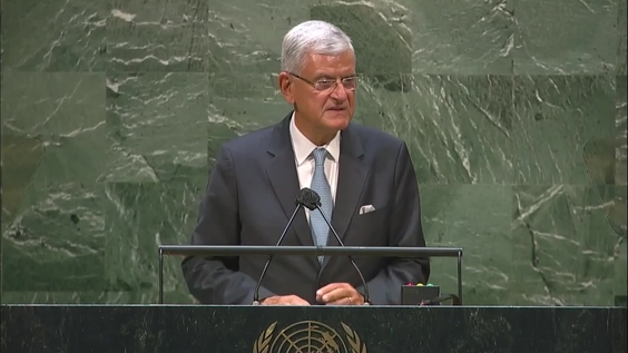 Volkan Bozkir, President of the General Assembly, at the Commemorative meeting to mark the sixtieth anniversary of the death of the former Secretary-General Dag Hammarskjöld - General Assembly, 75th session