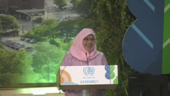 Maimunah Mohd Sharif (Executive Director UN-Habitat) at the High-level Segment, Plenary (First Ladies Dialogue) - 2nd session of the UN Habitat Assembly