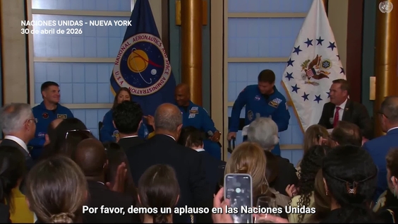Los astronautas de la Artemis II llegan a la ONU: "la humanidad es capaz de cosas extraordinarias cuando actúa junta"