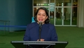Carolyn Rodrigues-Birkett (Candidate for UN Secretary-General) on the side of the interactive dialogues for the position of the next Secretary-General of the United Nations- Media Stakeout
